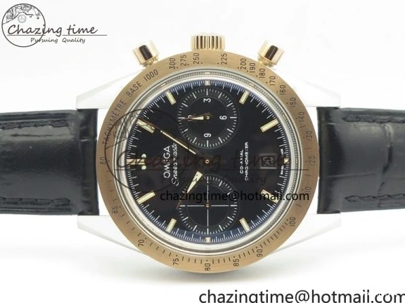 0410 Neat Speedmaster ’57 Co-Axial SS RG OMF 1:1 Best Edition Black Dial On Leather Strap A9300 (Free Leather Strap) 8067